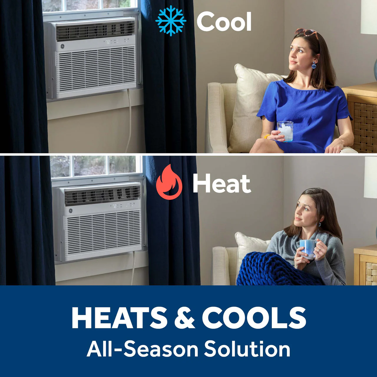 GE® 18,000 BTU Smart Heat/Cool Electronic Window Air Conditioner for Extra-Large Rooms up to 1000 sq. ft. - Image 2