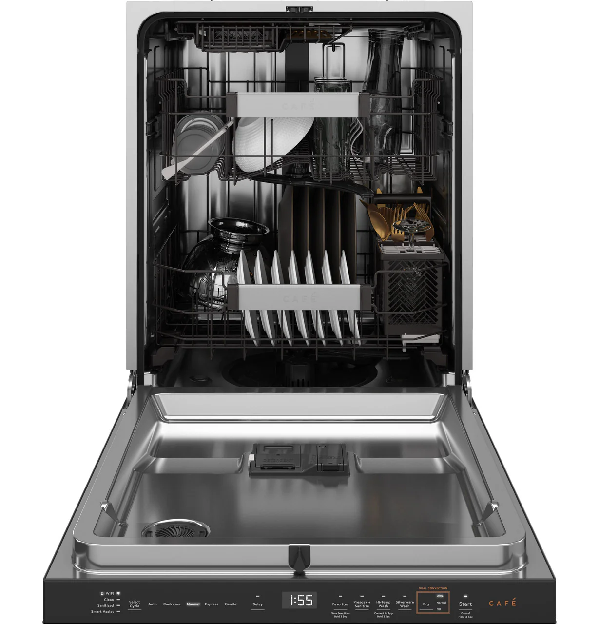 CAFÉ™ CustomFit ENERGY STAR Stainless Interior Smart Dishwasher with Ultra Wash Top Rack and LED Lights, 39 dBA in Platinum Glass - Image 9
