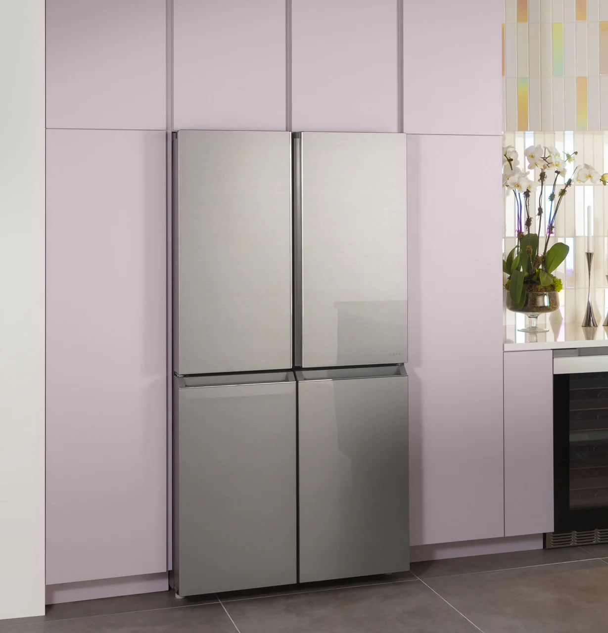 CAFÉ™ ENERGY STAR® 22.9 Cu. Ft. Smart Counter-Depth Quad-Door Refrigerator in Platinum Glass with Dual-Dispense AutoFill Pitcher - Image 4