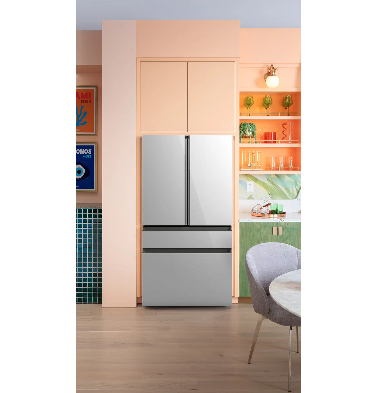 CAFÉ™ ENERGY STAR® 23.2 Cu. Ft. Smart Counter-Depth 4-Door French-Door Refrigerator in Platinum Glass With Dual-Dispense AutoFill Pitcher - Image 3