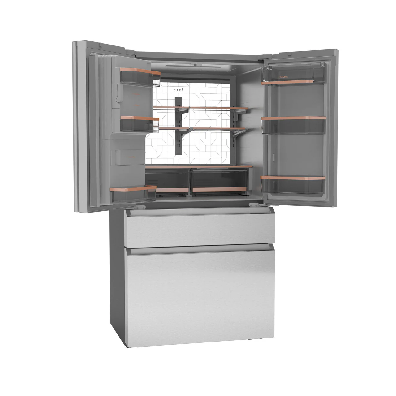 CAFÉ™ ENERGY STAR® 22.3 Cu. Ft. Smart Counter-Depth 4-Door French-Door Refrigerator in Platinum Glass - Image 3