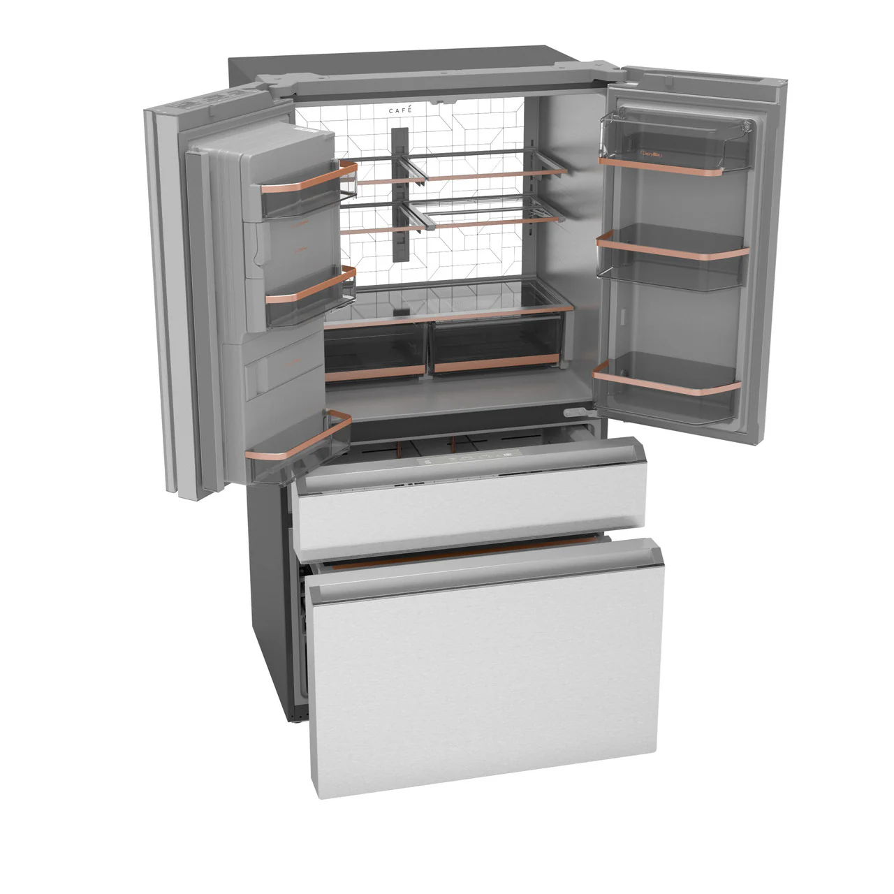 CAFÉ™ ENERGY STAR® 22.3 Cu. Ft. Smart Counter-Depth 4-Door French-Door Refrigerator in Platinum Glass - Image 4