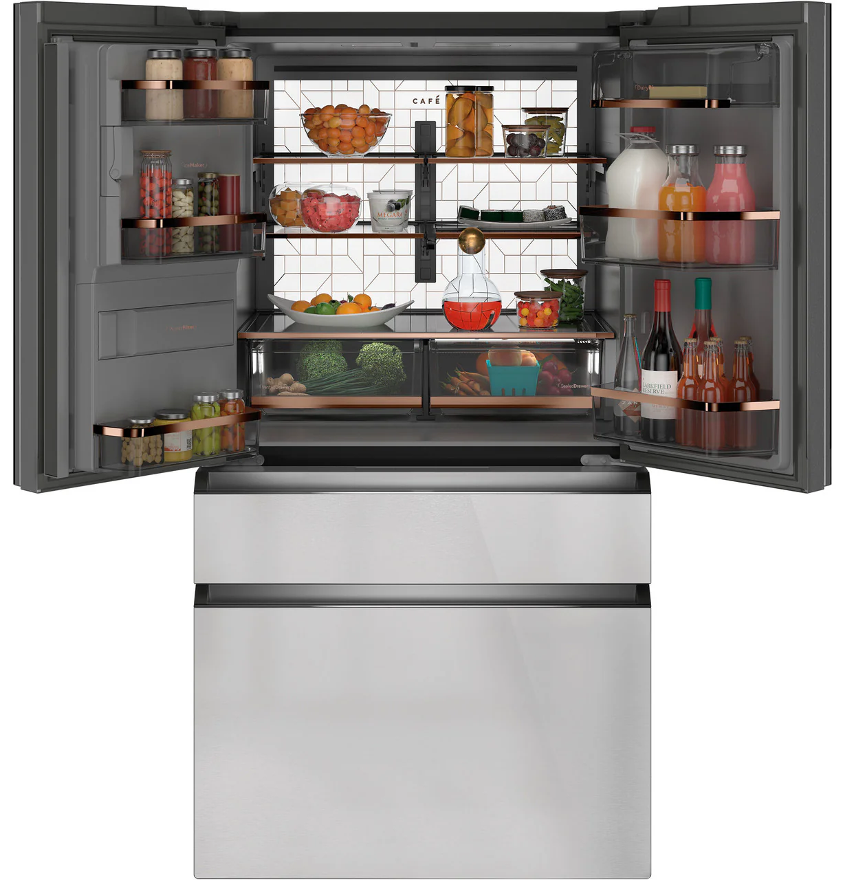 CAFÉ™ ENERGY STAR® 22.3 Cu. Ft. Smart Counter-Depth 4-Door French-Door Refrigerator in Platinum Glass - Image 7