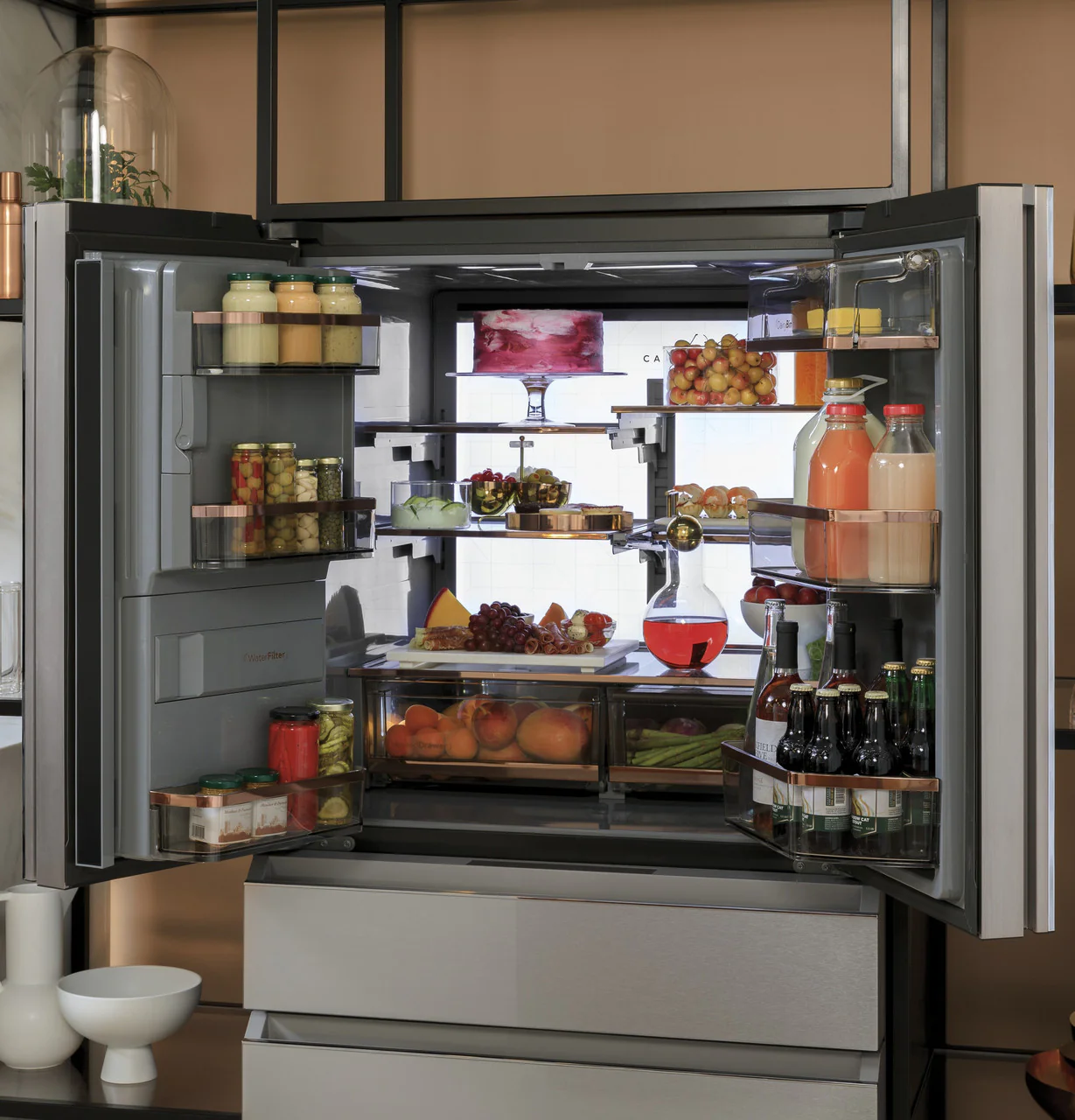 CAFÉ™ ENERGY STAR® 22.3 Cu. Ft. Smart Counter-Depth 4-Door French-Door Refrigerator in Platinum Glass - Image 9
