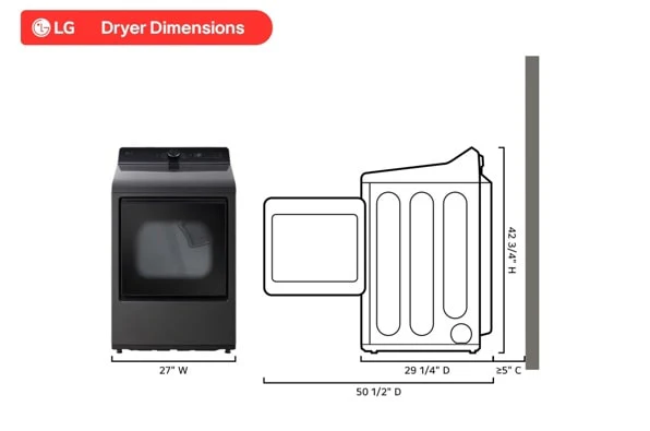 LG 7.3 cu. ft. Ultra Large Capacity Rear Control Electric Dryer with AI Sensing and ThinQ® Smart Features - Image 2
