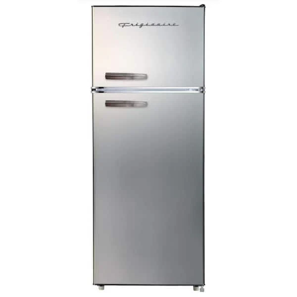 21.5 in. Wide 7.5 cu. ft. Retro Mini Refrigerator with Top Freezer in Platinum