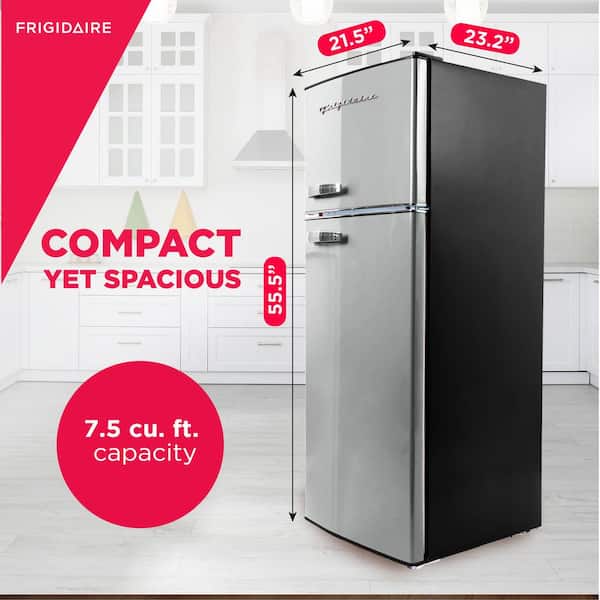 21.5 in. Wide 7.5 cu. ft. Retro Mini Refrigerator with Top Freezer in Platinum - Image 4