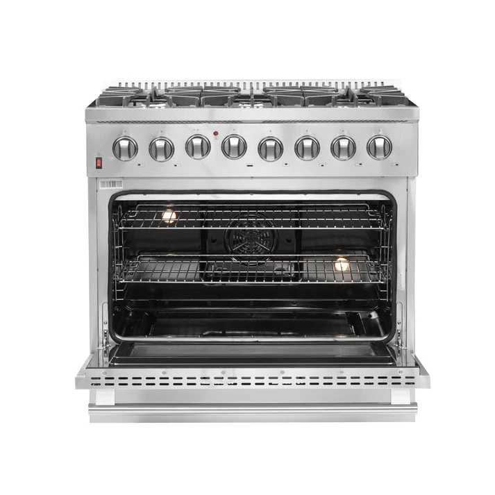 FORNO Galiano 36-Inch Dual Fuel Range Stainless Steel, 6 Burners, 5.36 cu.ft. True Convection Oven - Image 3