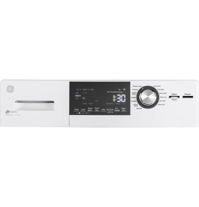 GE® 24" 4.1 Cu.Ft. Front Load Ventless Condenser Electric Dryer with Stainless Steel Basket - Image 3