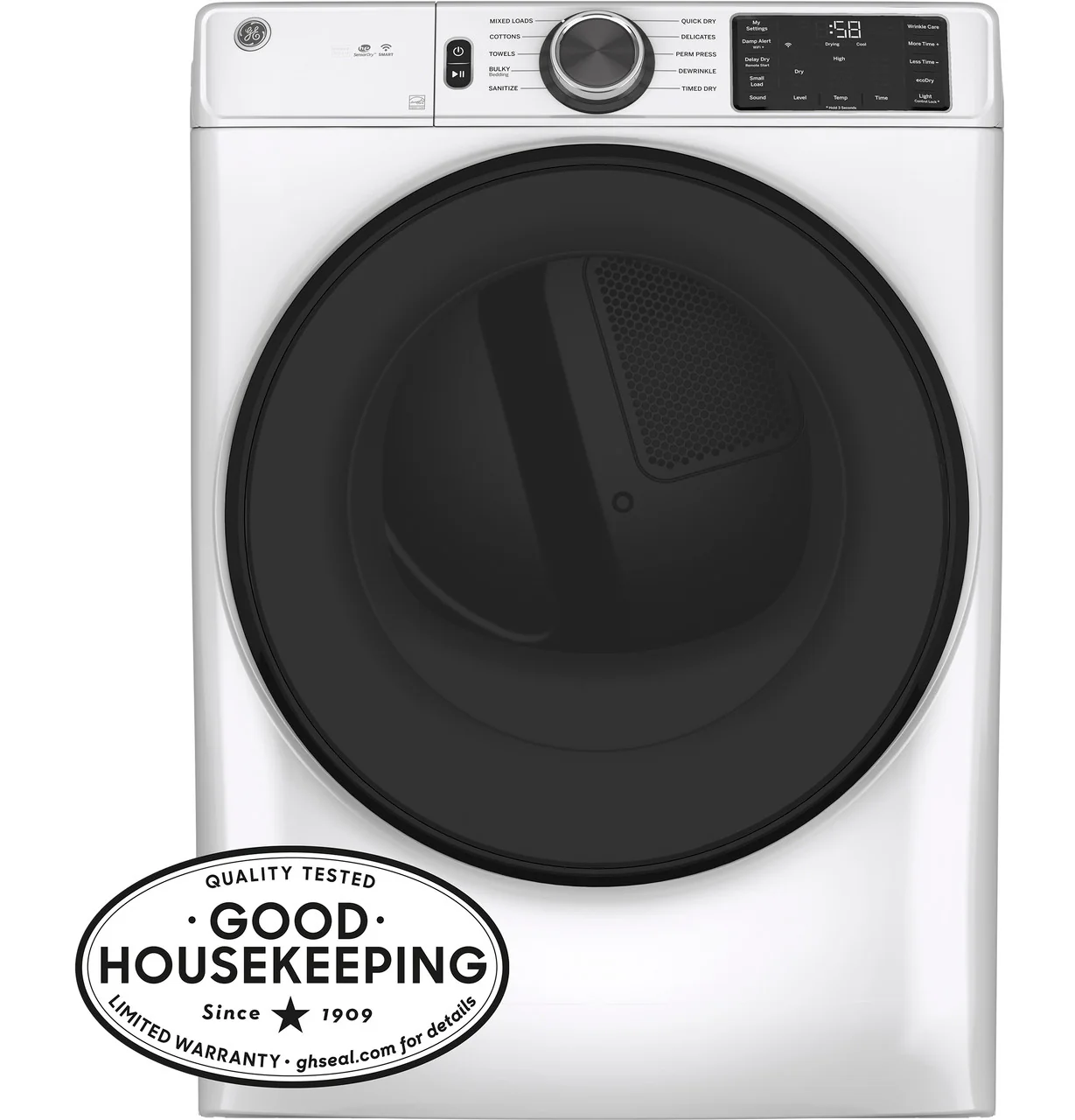 GE GE® ENERGY STAR® Long Vent 7.8 cu. ft. Capacity Smart Electric Dryer with Sanitize Cycle