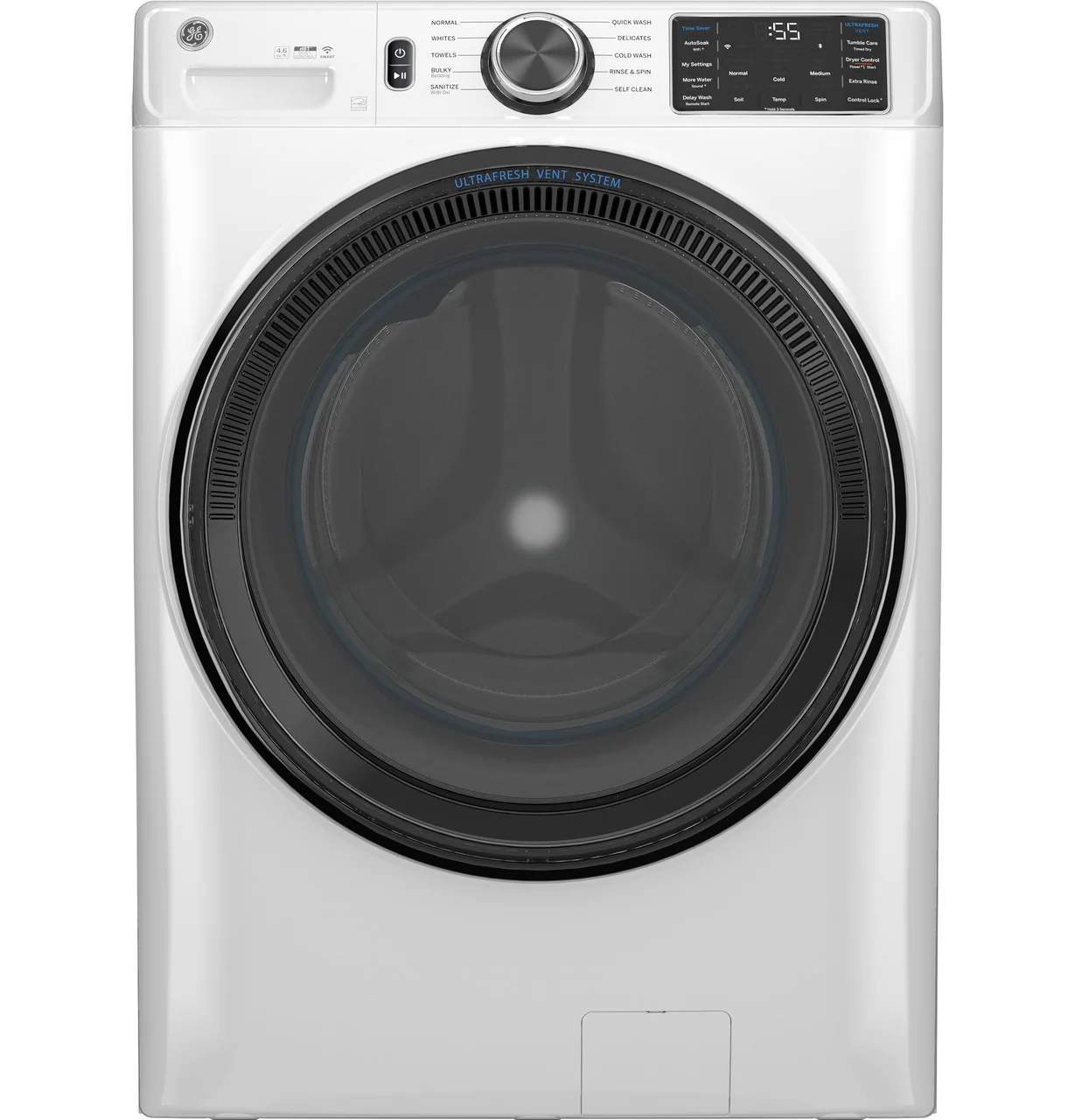GE GE® 4.6 cu. ft. Capacity Smart Front Load ENERGY STAR® Washer with UltraFresh Vent System with OdorBlock™ and Sanitize w/Oxi