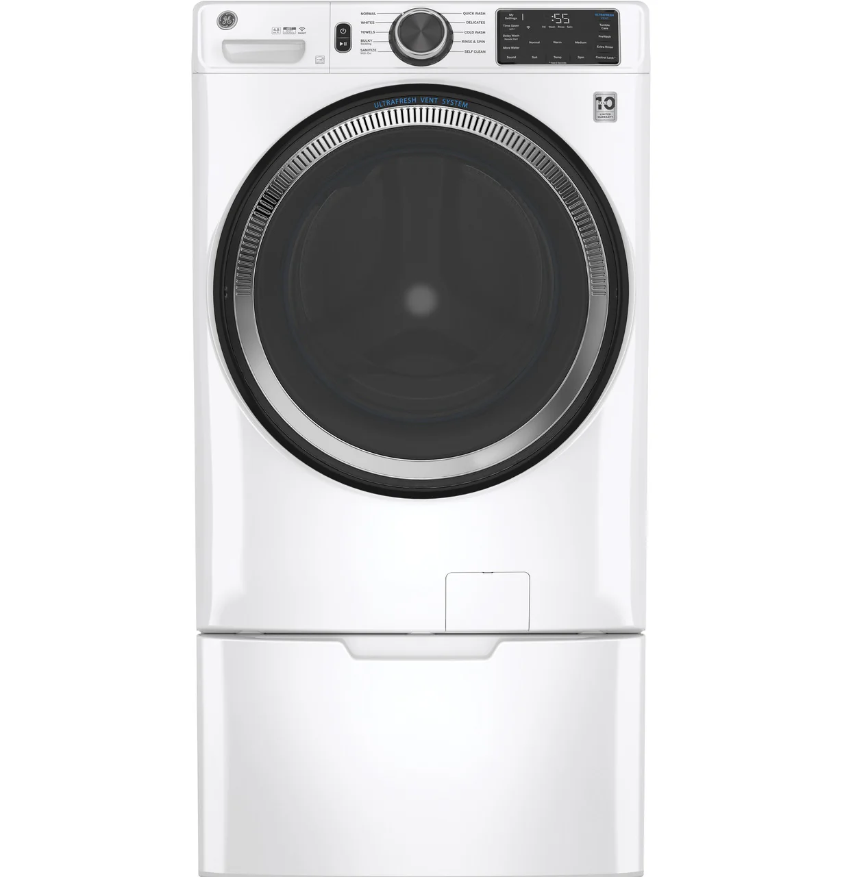 GE GE® ENERGY STAR 4.8 cu. ft. Capacity Smart Front Load ® Washer with UltraFresh Vent System with OdorBlock™ and Sanitize w/Oxi - Image 3