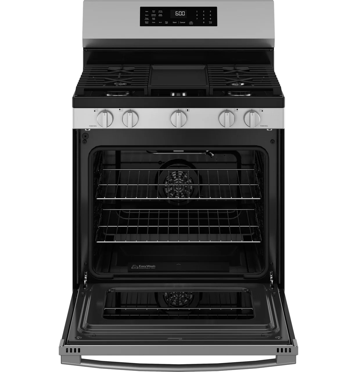 GE® 30" Free-Standing Gas Convection Range with No Preheat Air Fry and EasyWash™ Oven Tray - Image 4