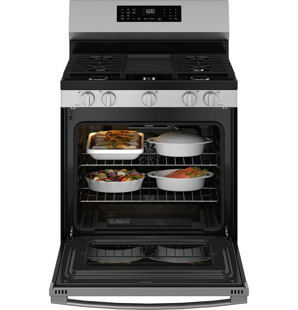 GE® 30" Free-Standing Gas Convection Range with No Preheat Air Fry and EasyWash™ Oven Tray - Image 5