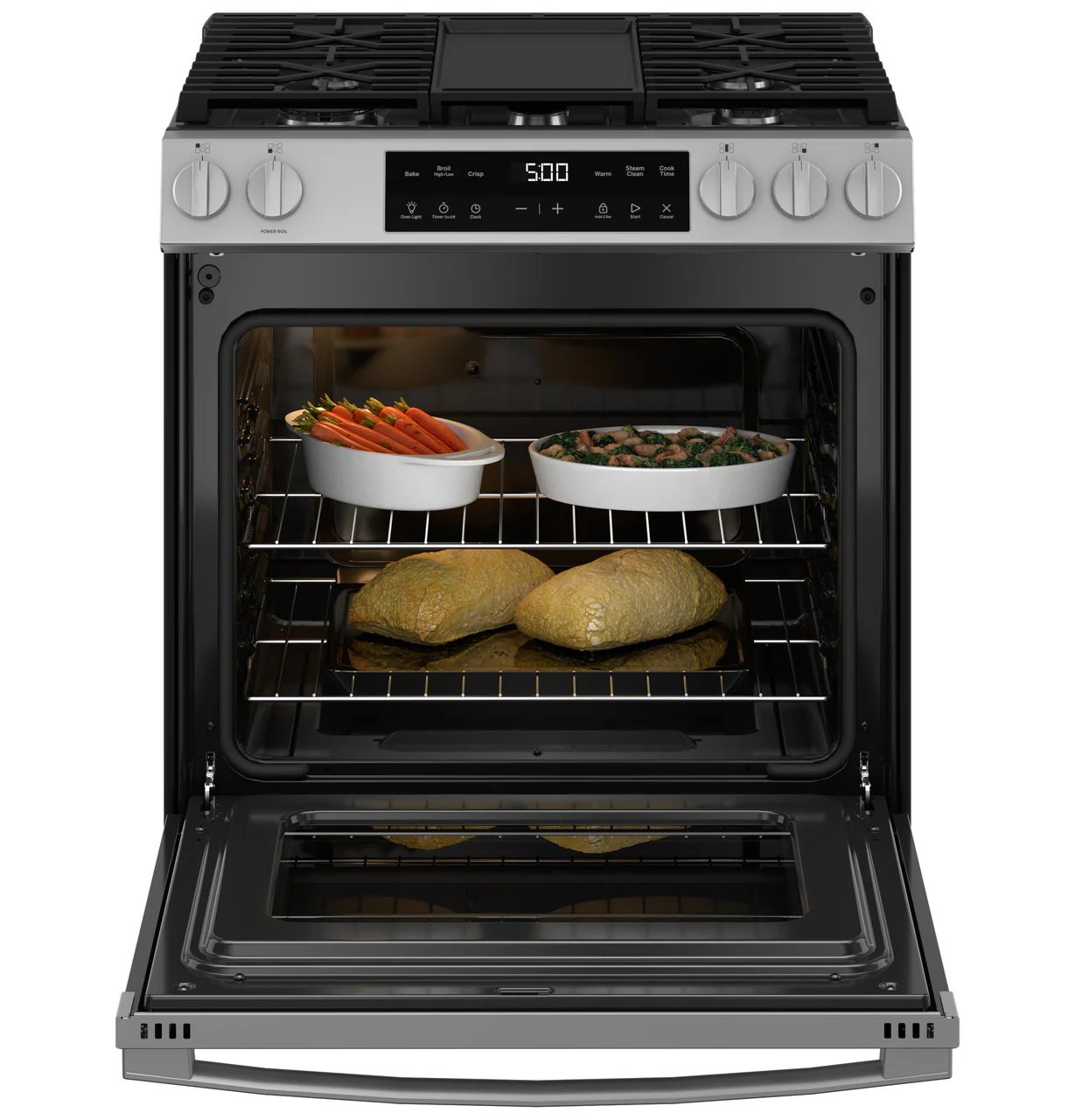 GE® 30" Slide-In Front Control Gas Range with Crisp Mode - Image 4