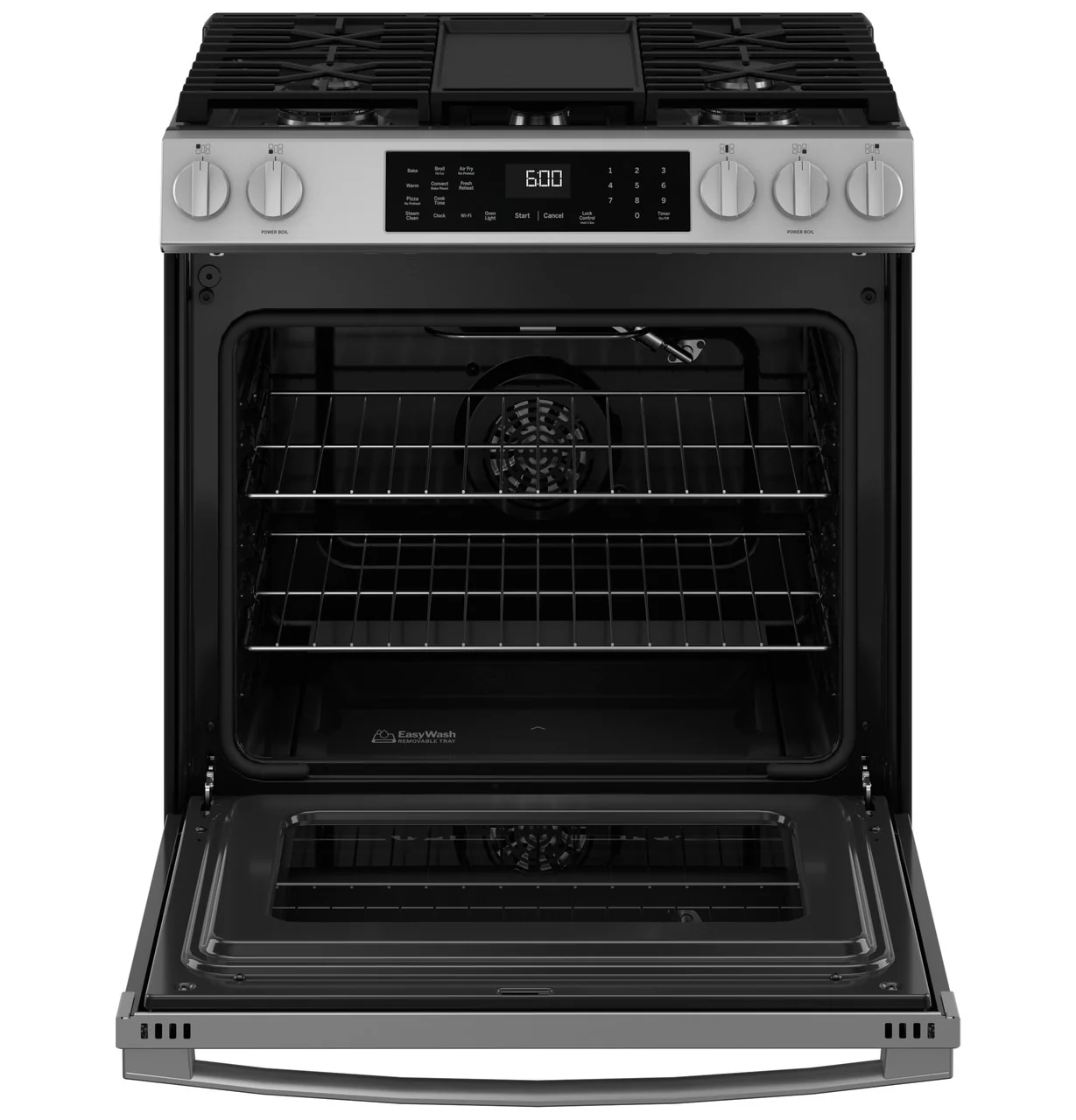 GE® 30" Slide-In Front-Control Convection Gas Range with No Preheat Air Fry and EasyWash™ Oven Tray - Image 4