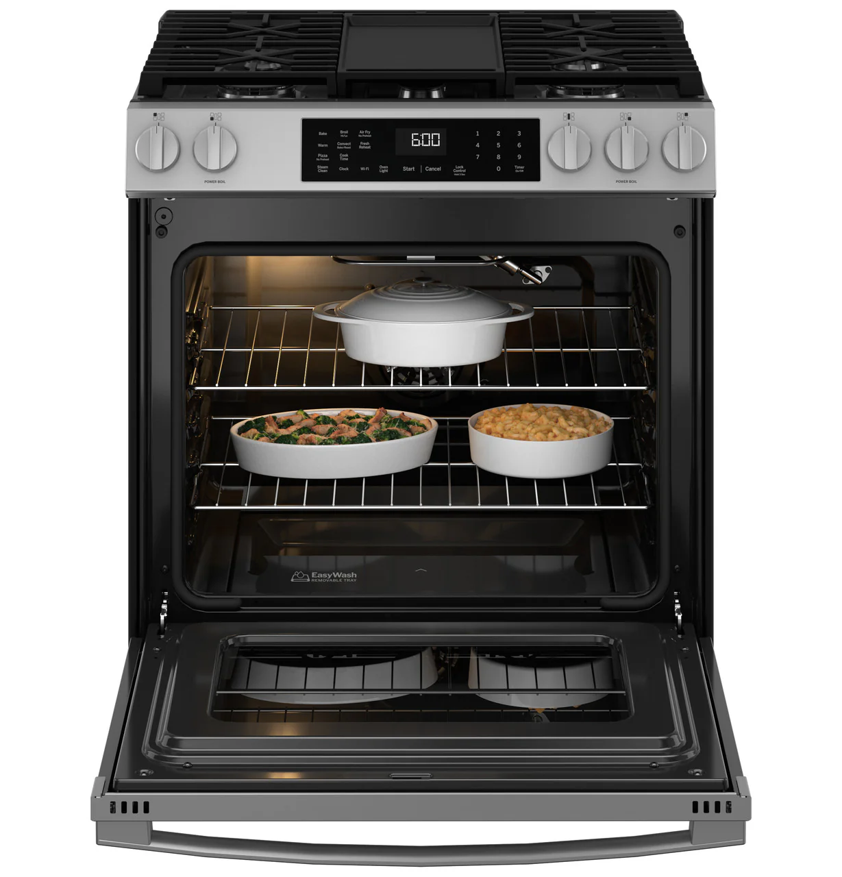 GE® 30" Slide-In Front-Control Convection Gas Range with No Preheat Air Fry and EasyWash™ Oven Tray - Image 5