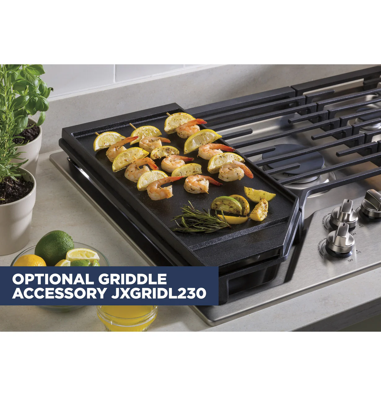 GE® 30" Built-In Gas Cooktop with 5 Burners and Dishwasher Safe Grates - Image 4