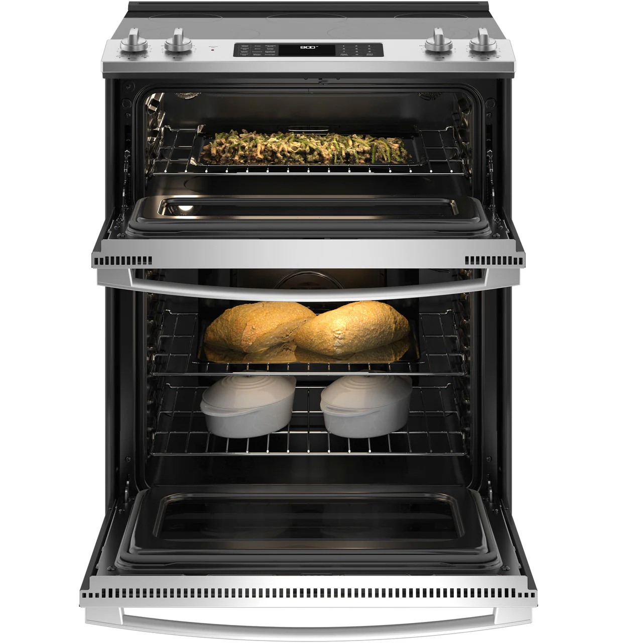 GE 30" Slide-In Electric Convection Double Oven Range - Image 4