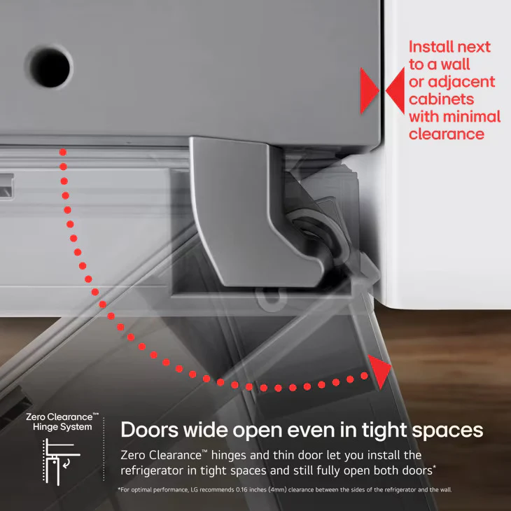 LG Counter-Depth MAX™ with Zero Clearance™ 3-Door French Door Refrigerator with Thin Door Design - Image 5