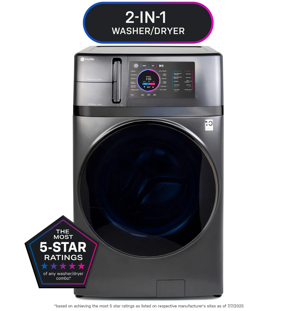 GE Profile ENERGY STAR 4.8 cu. ft. Capacity UltraFast Combo with Ventless Inverter Heat Pump Technology Washer/Dryer - Image 2
