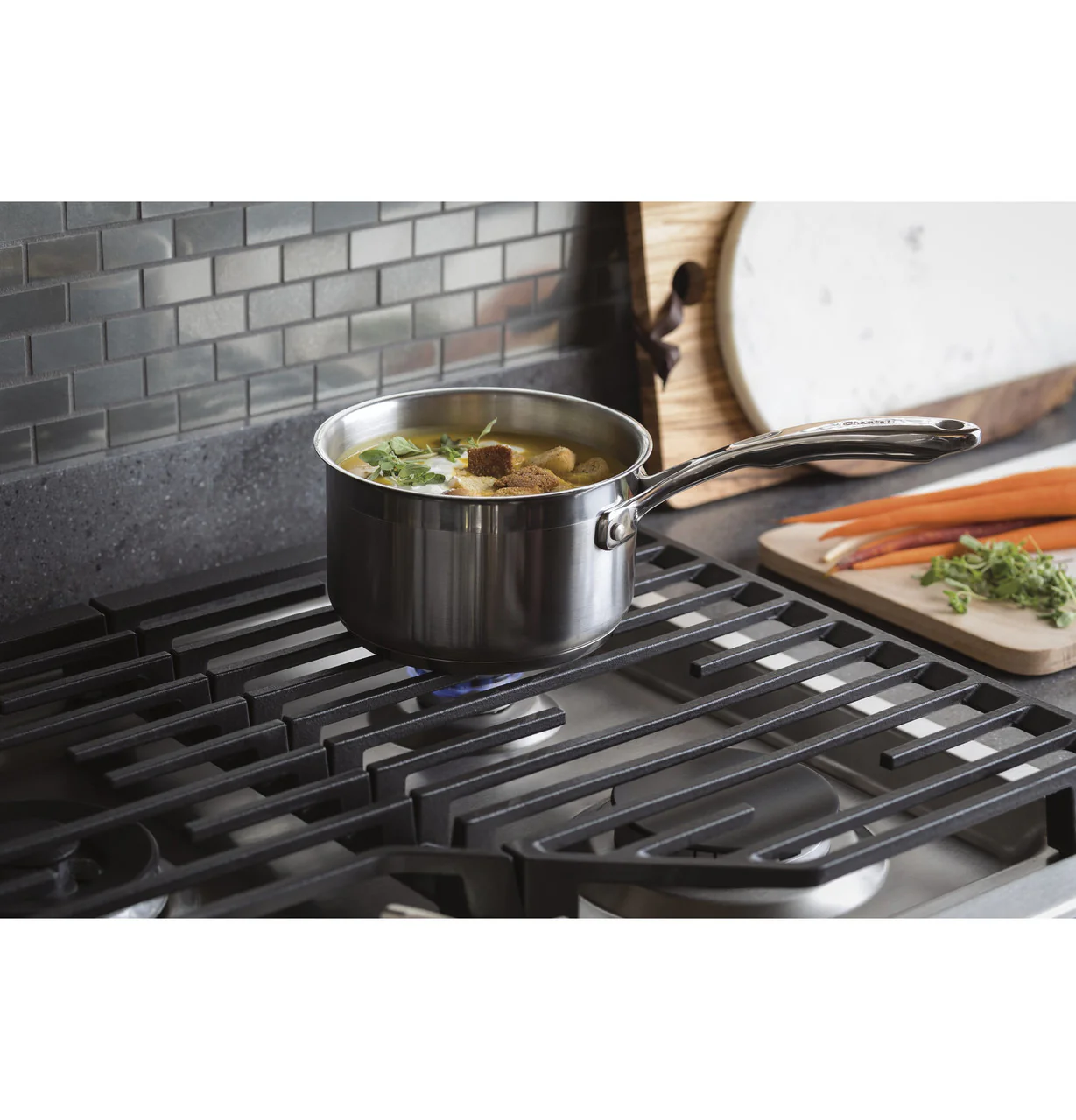 GE Profile™ 30" Built-In Tri-Ring Gas Cooktop with 5 Burners and Included Extra-Large Integrated Griddle - Image 4