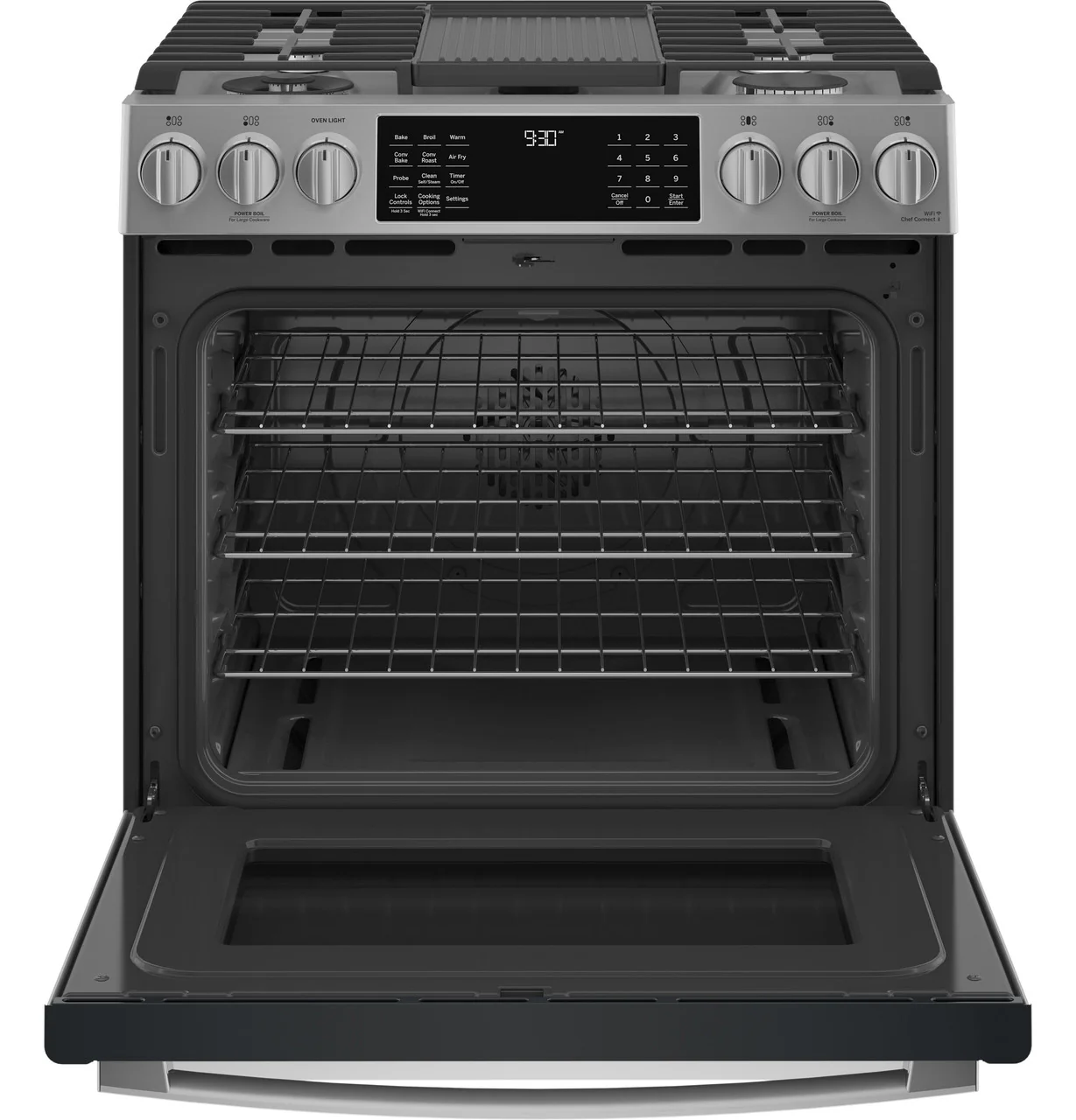 GE Profile™ 30" Smart Slide-In Front-Control Gas Fingerprint Resistant Range with No Preheat Air Fry - Image 3