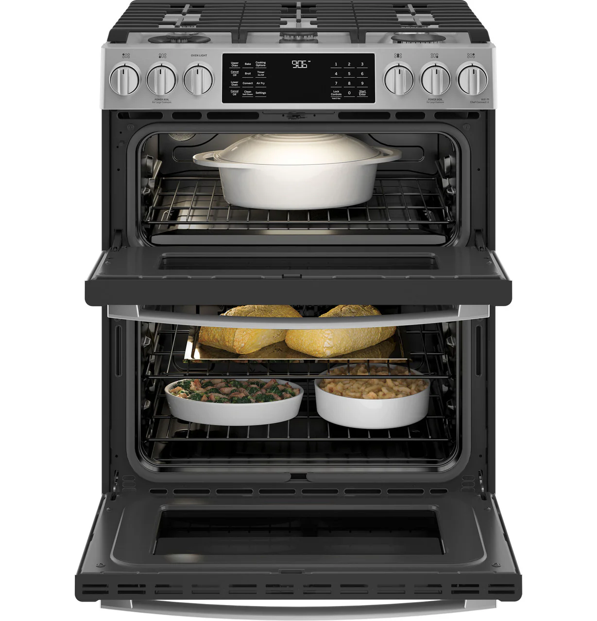 GE Profile™ 30" Smart Slide-In Front-Control Gas Double Oven Convection Fingerprint Resistant Range - Image 4