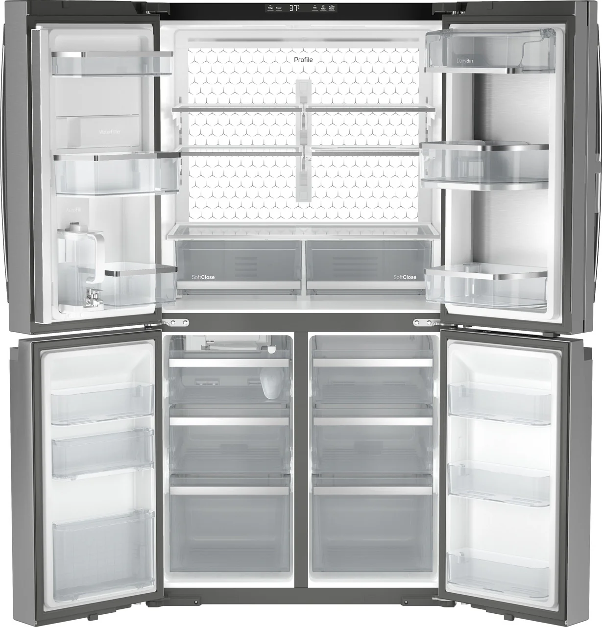 GE Profile™ ENERGY STAR® 22.9 Cu. Ft. Counter-Depth Quad-Door Refrigerator with Dual-Dispense AutoFill Pitcher and Door in Door - Image 3