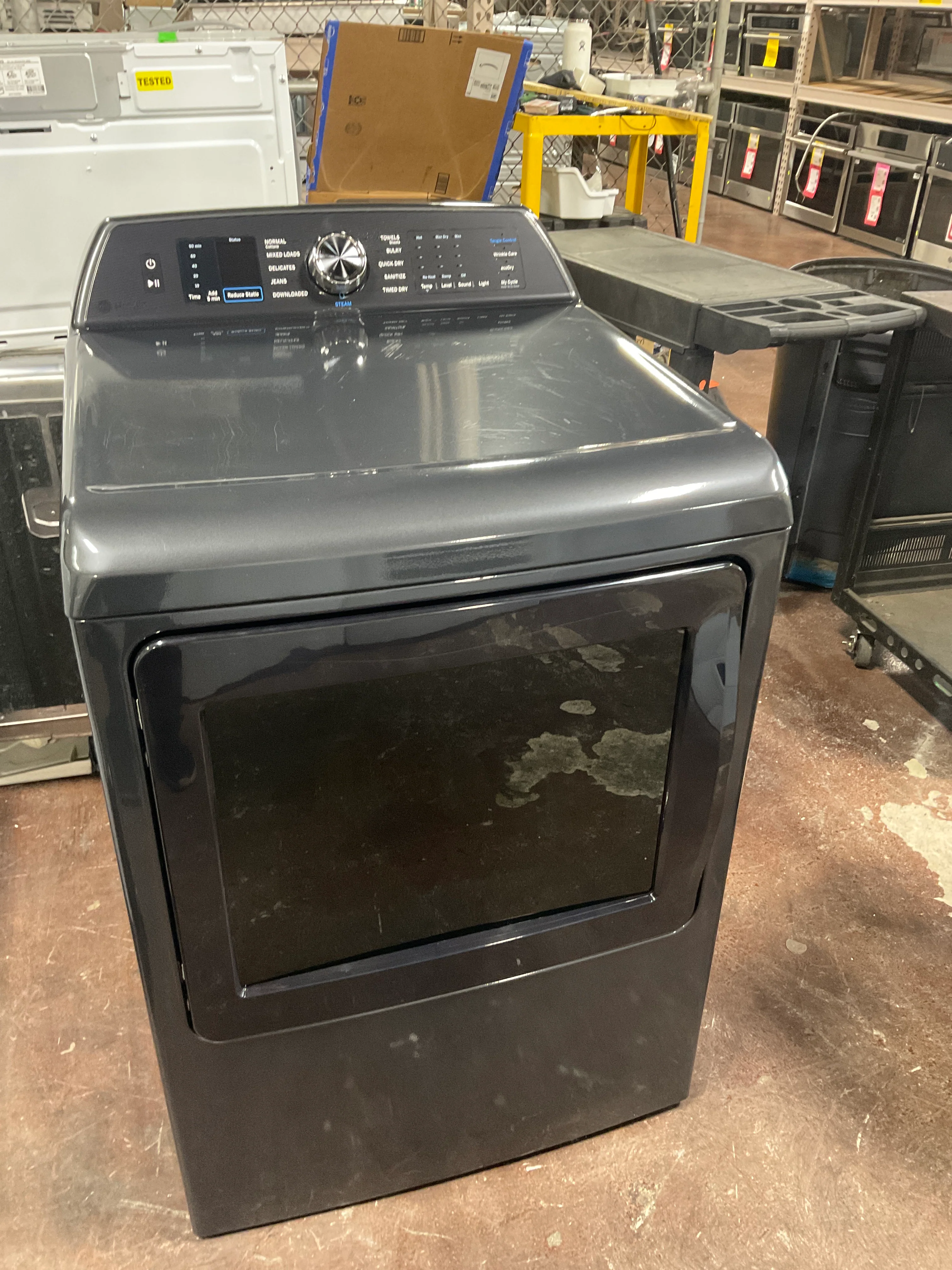 GE Profile™ ENERGY STAR® 7.4 cu. ft. Capacity Smart aluminized alloy drum Electric Dryer with Sanitize Cycle and Sensor Dry - Image 8